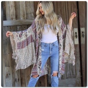 Boho Wide Sleeve Kimono Duster